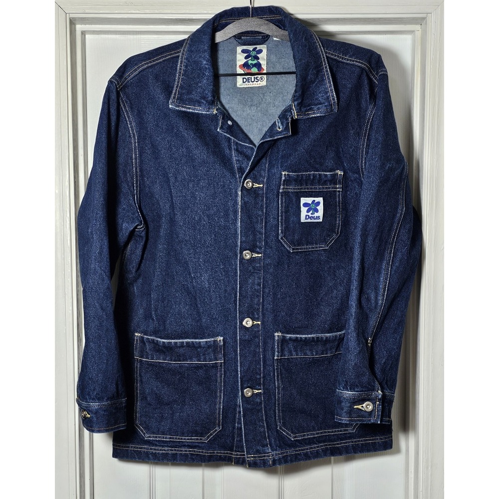 Deus Ex‎ Machina Edee Work Jacket Denim Workwear Chore Coat Size Large